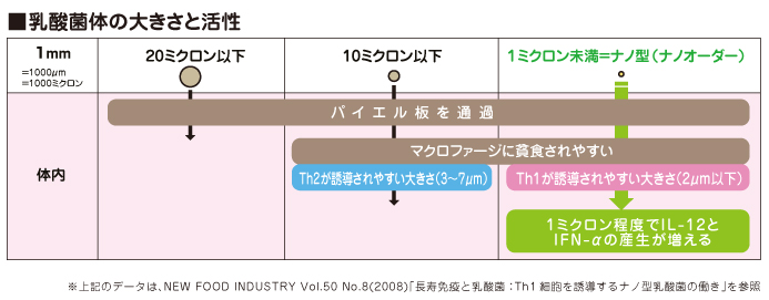 乳酸菌体の大きさと活性 IHM原料 植物性ナノ型乳酸菌SNK